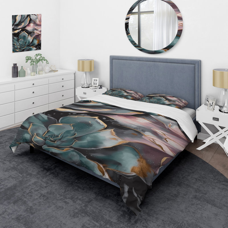 Ensemble de housse de couette Green Serenade Of Succulents I BeddingMicrofiber / Polyester