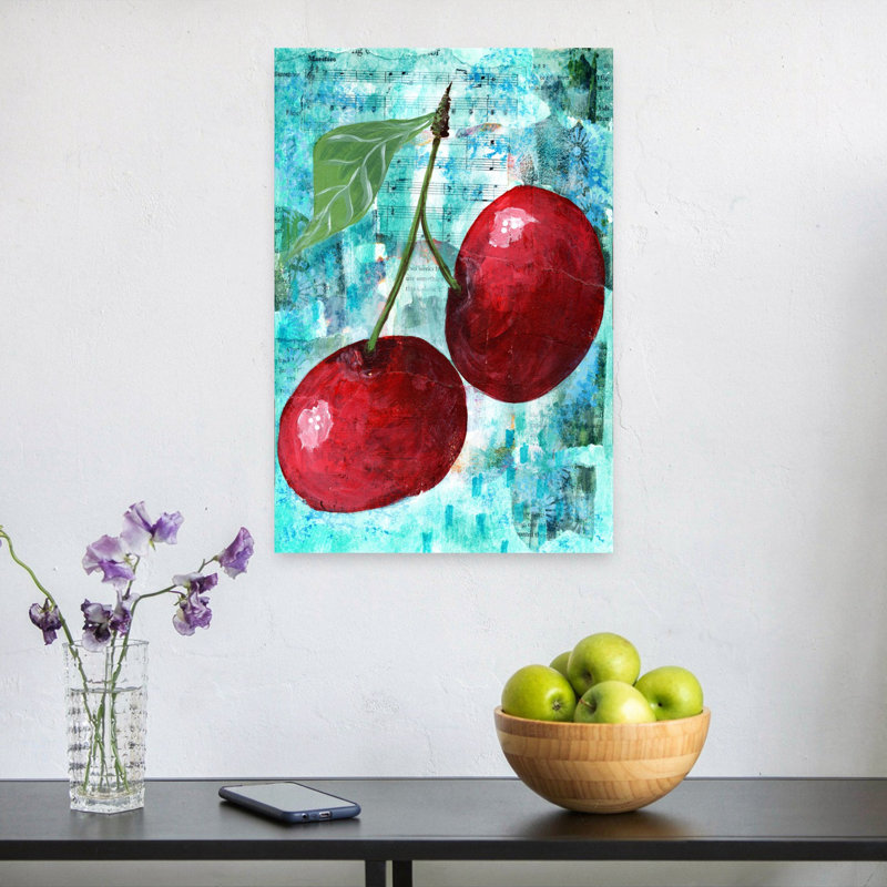 Sweet Cherry Notes Vibrant Abstract Contemporary, 24" H x 16" W