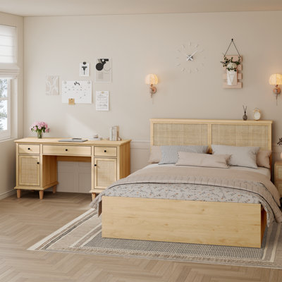 Boho Natural Rattan 2-piece Bedroom Set