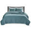 Courtepointe réversible très grand / très grand bleu sarcelle - microfibre, literie de maison rembourrée en coton 3 pièces réversible, microfibre avec tentation-129988422-129988424