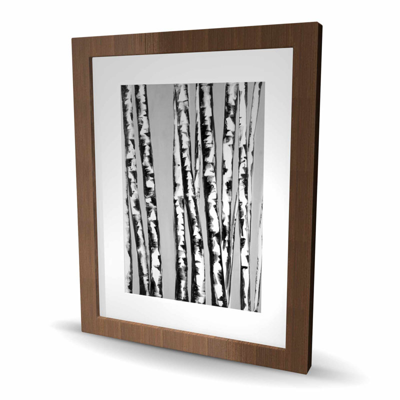 Birches Intersecting - Imprimé mat noir encadré pour la chambre à coucher