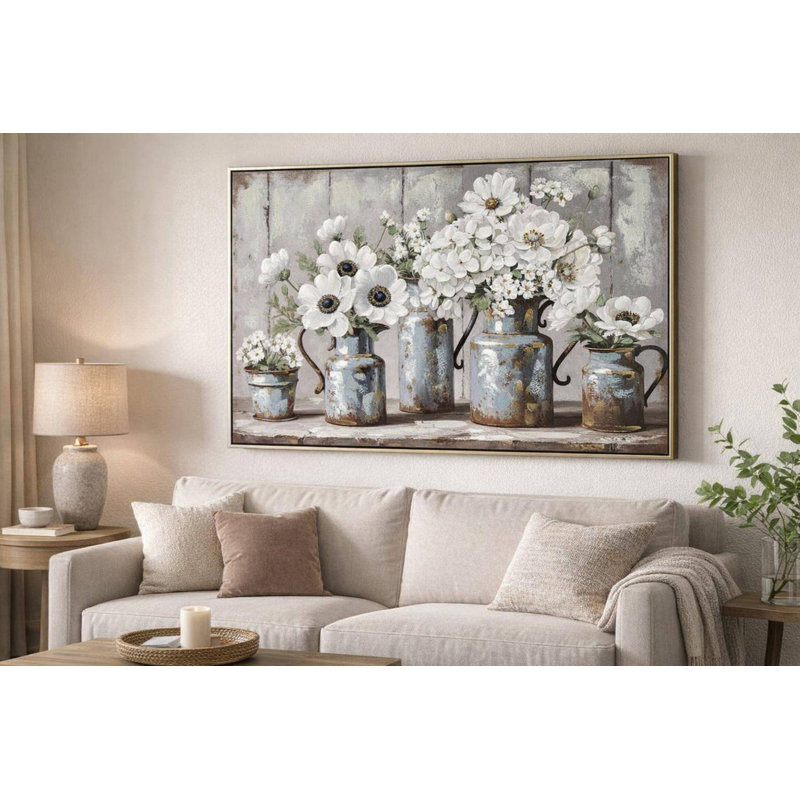 Rustic Blossoms Study - 24" x 36" - Hand-Embellished Canvas in Frame