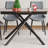 Modern Rectangle Expandable Dining Table With Retractable Leaf,Sandblasted Glass Top & Carbon Steel X-Base, Sturdy 4-6 Person Table For Small Spaces
