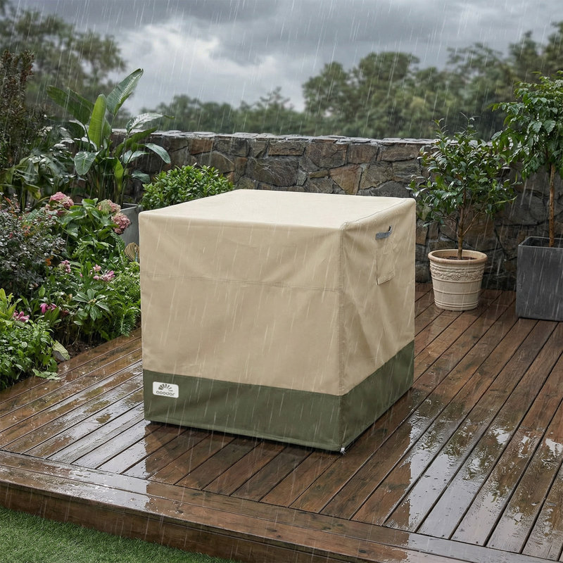 Aoodor Heavy Duty Patio Chair Cover for Cube Chair/ Deep Seat/ Outdoor Swivel, Beige/Green-36"W x 36"D x 36"H