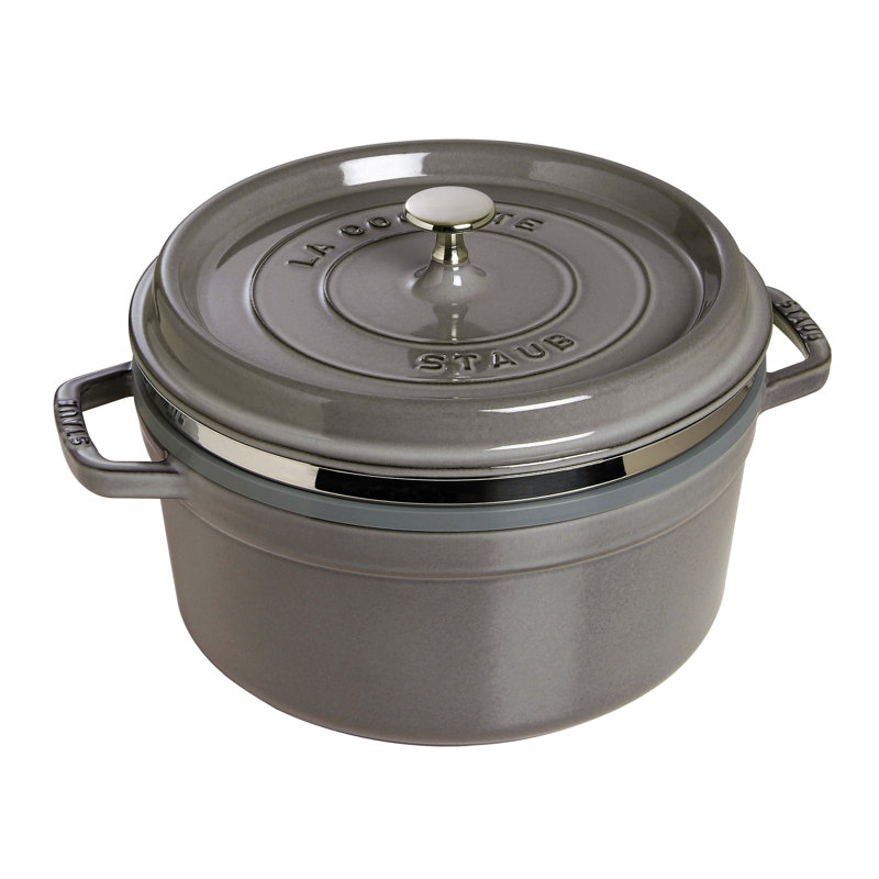 STAUB 5.2 l Cast Iron Round Casserole Dish with Lid, Grey