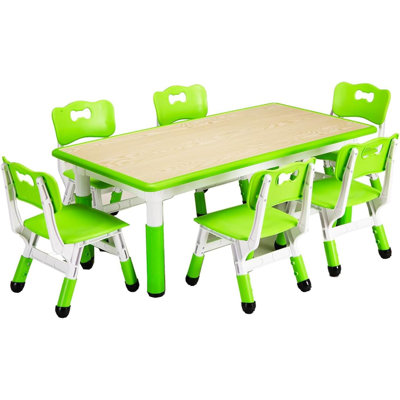 Ensemble de table pour enfants et 6 chaises, ensemble de table et de chaises pour enfants de 2 à 10 ans réglable en hauteur
