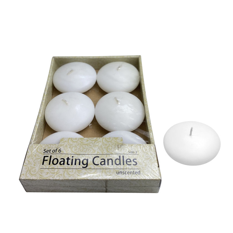 Bougie flottante non parfumée, Blanc, 6