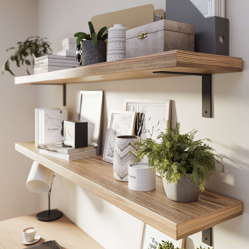Cordasia 2 Piece Paulownia Floating Shelf