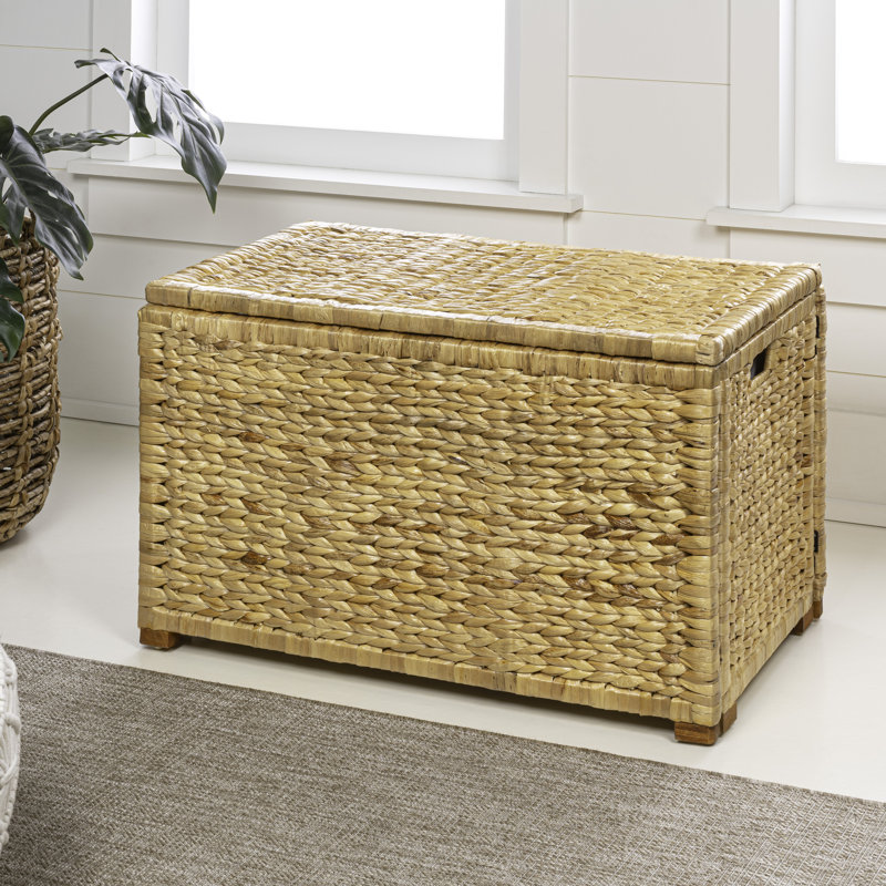 Anada 30" Hand-Woven Wicker Weave Storage Trunk, Natural