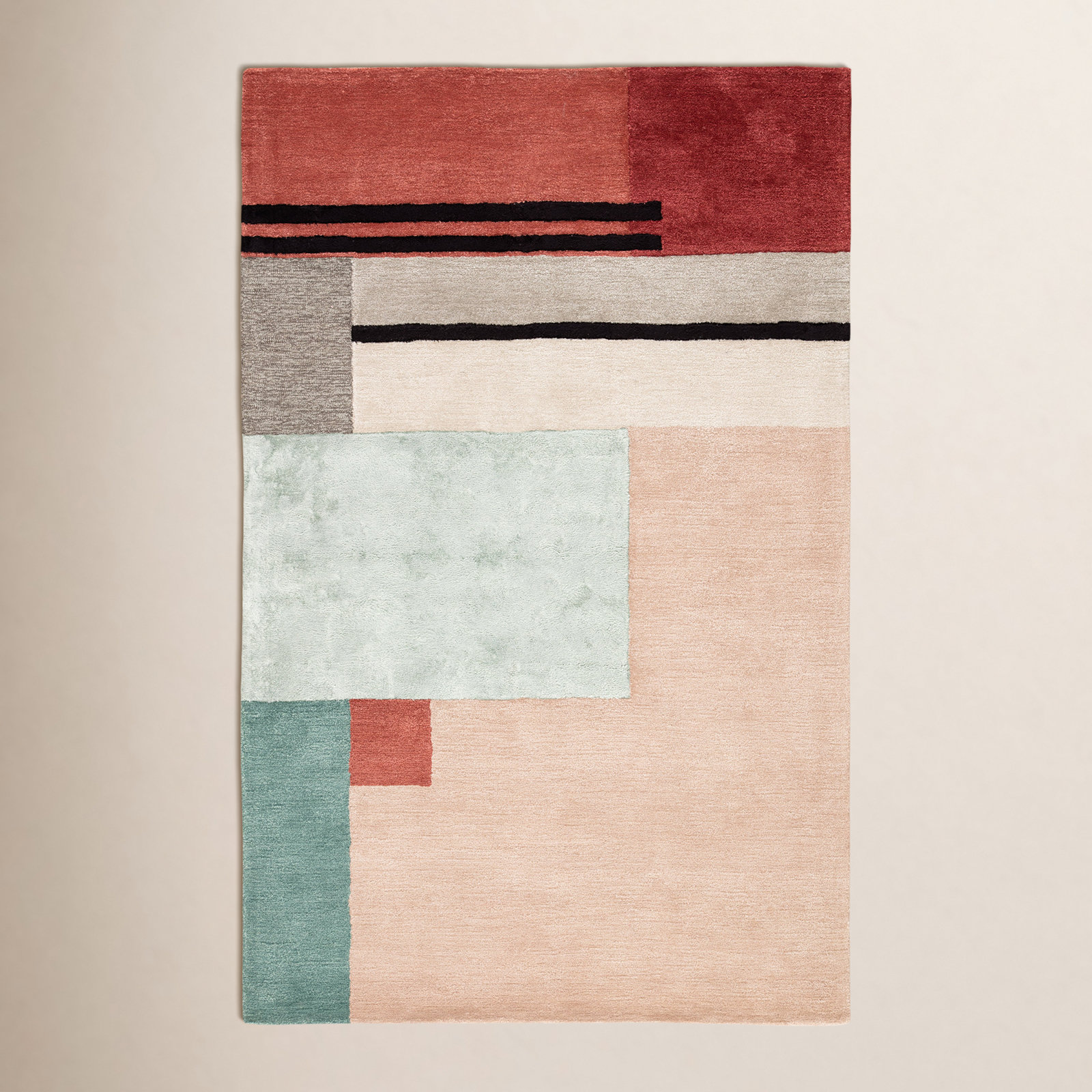Runway Beige Hand-Tufted Geometric Rug, Rectangle 8'10" x 12'9"