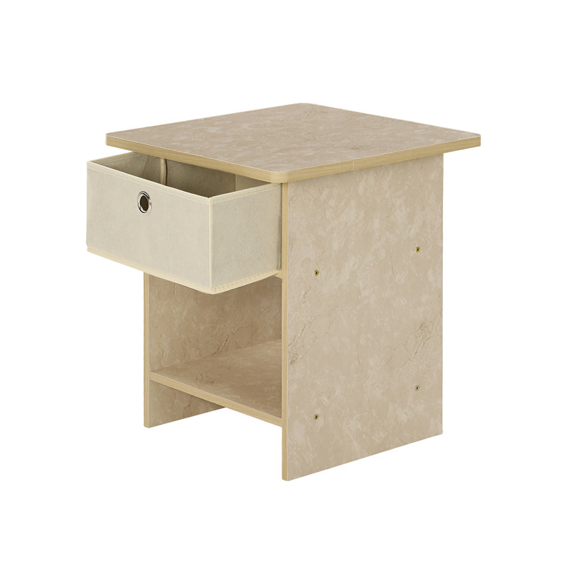 Brigette Sled End Table, Cream Marble/Ivory