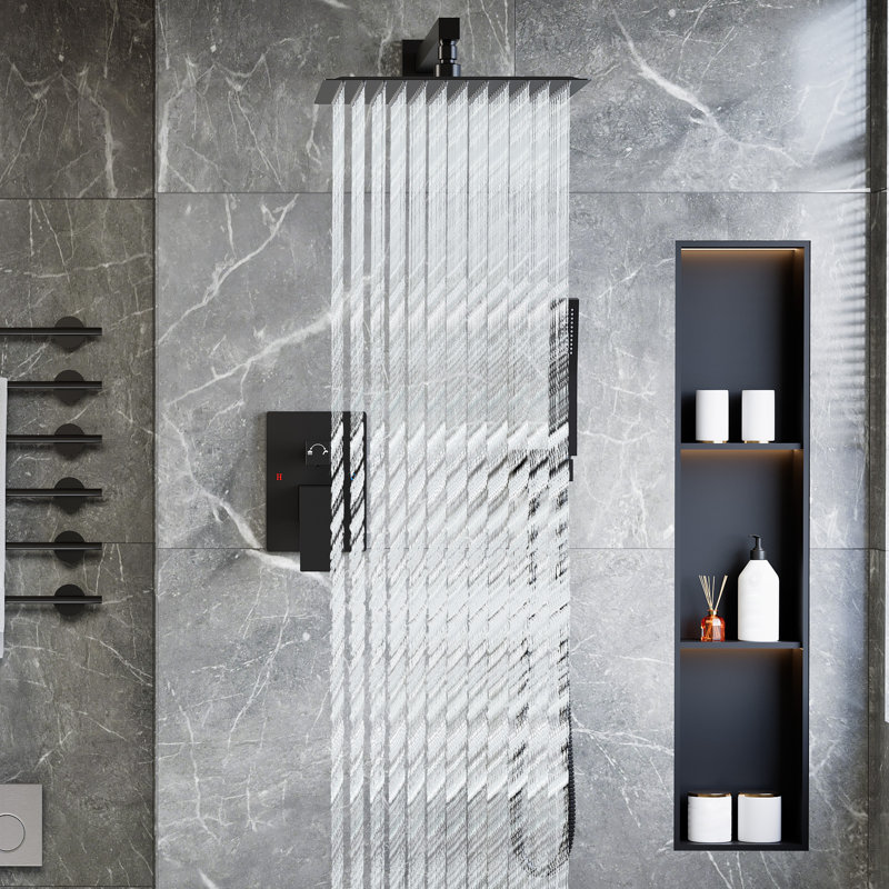 GarveeHome Luxury Rain Shower System for Bathroom – Wall Mounted, Mixer Faucet Set, Handheld Spray, 12"/10" Round or Square Head, Modern Renovation