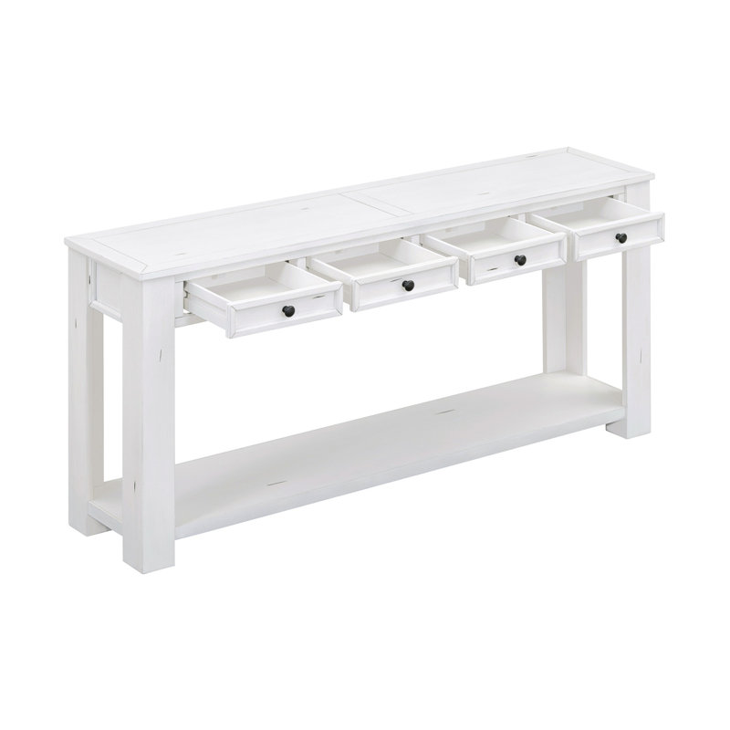 Console / canapé avec tiroirs de rangement et tablette inférieure pour le vestibule (blanc antique)