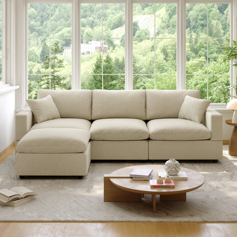Canapé modulaire Cloud Couch, canapé modulaire convertible à siège profond pour le salon, canapé modulaire rembourré en duvet moelleux avec repose-pieds mobile