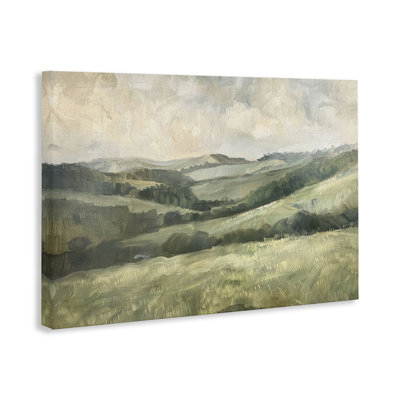  Green Hilly Landscape Canvas Wall Art by LSR Design Studio
