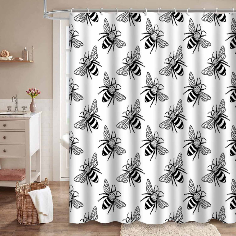 Rideau de douche blanc avec 12 crochets, L 72 po x l 72 po