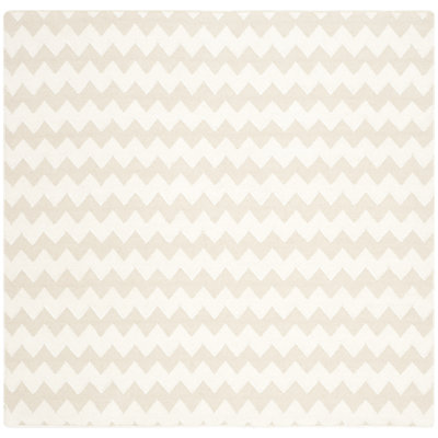 Tapis beige / ivoire en laine / soie de bananier / coton tissé à la main à plat à motif de chevron Mccall