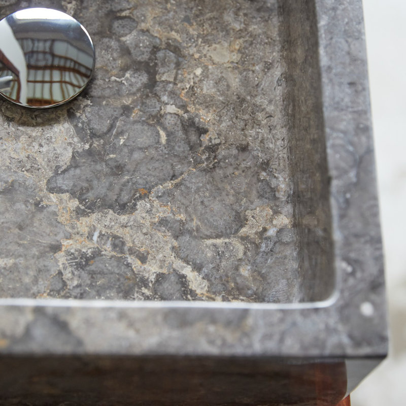 Slats Gray Marble Bathroom Sink, Gray