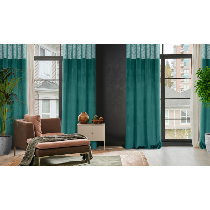 Design 91 Polyester Room Darkening Eyelet Curtains Panel, Turquoise