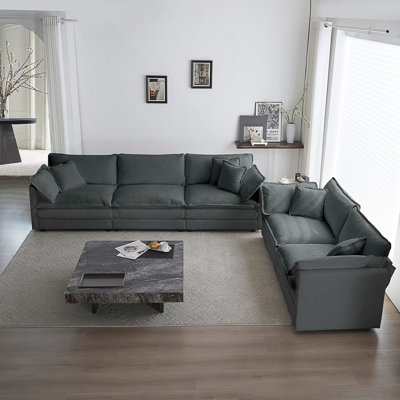 Cullen Chenille 5-Seater Sofa Set with Cushions & Pillows