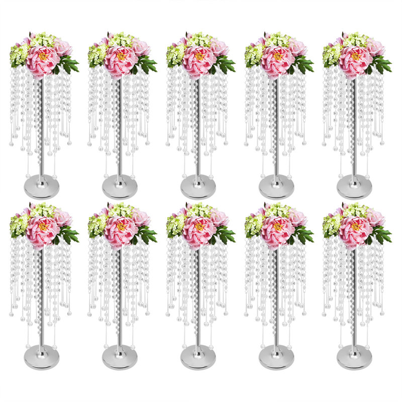 10 pièces pour table en cristal argent / or pour mariage et fêtes , H 21,7 po x l 7,9 po x P 7,9 po, Argent