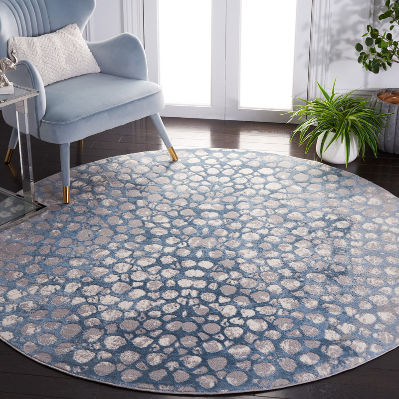 Gupton Abstract Gray/Blue Area Rug, Round 6'7"