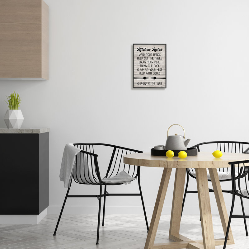 "Bb-588-Encadré" Kitchen Rules on Wood "par Martina Pavlova, art textuel, Cadre simple noir, H 14 po x l 11 po x P 1,5 po