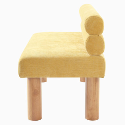 Banc rembourré polyvalent avec pieds en bois d'hévéa, support stable pour une utilisation quotidienne