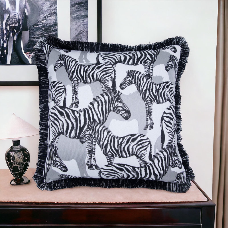 Housse de coussin réversible à imprimé animal