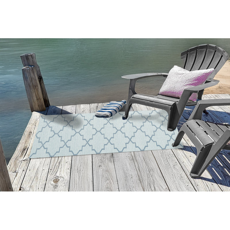 Tapis intérieur/extérieur bleu Natoma, Tapis de couloir : 2 pi 2 po x 7 pi 7 po