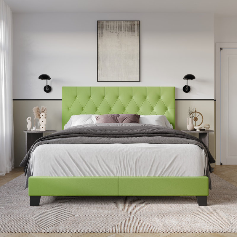 Lit tapissier Araseli, Vert clair, Grand