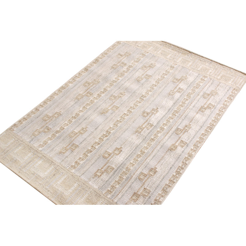 Scandinavian Hand Knotted Wool Geometric Area Rug, Rectangle 12' x 15'
