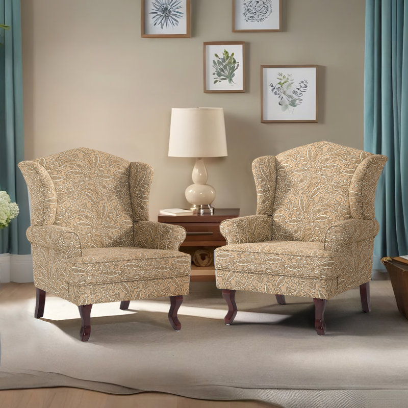 Upholstered Cotton Armchair, Paisley Brown