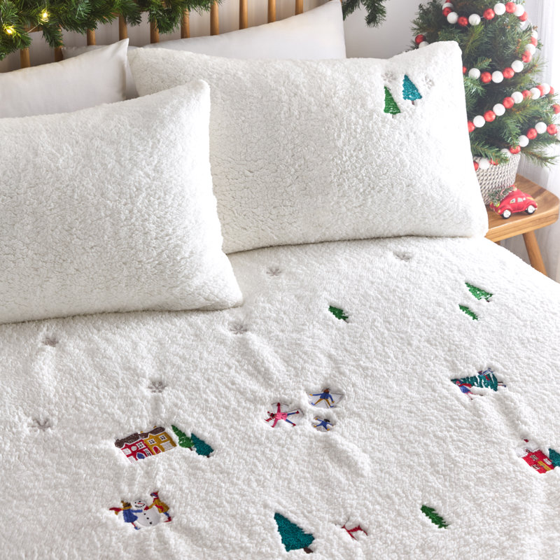 Christmas Together Teddy Fleece Duvet Set, 2, Single Duvet Cover Set + 1 Standard Pillowcase