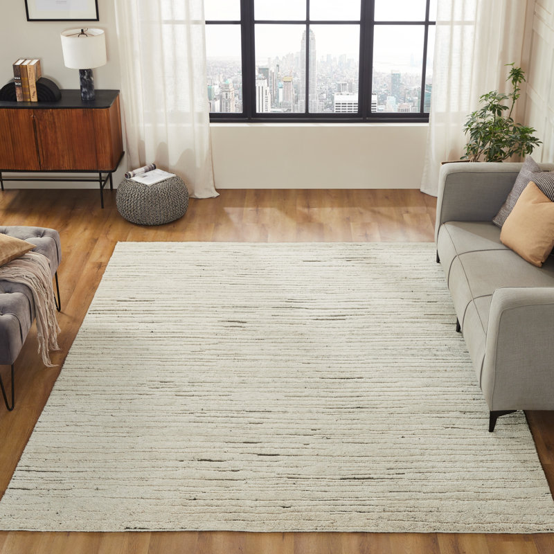 Urban Ridge Wool Hand Knotted Area Rug in Drift Stripe, Rectangle 8' x 10'