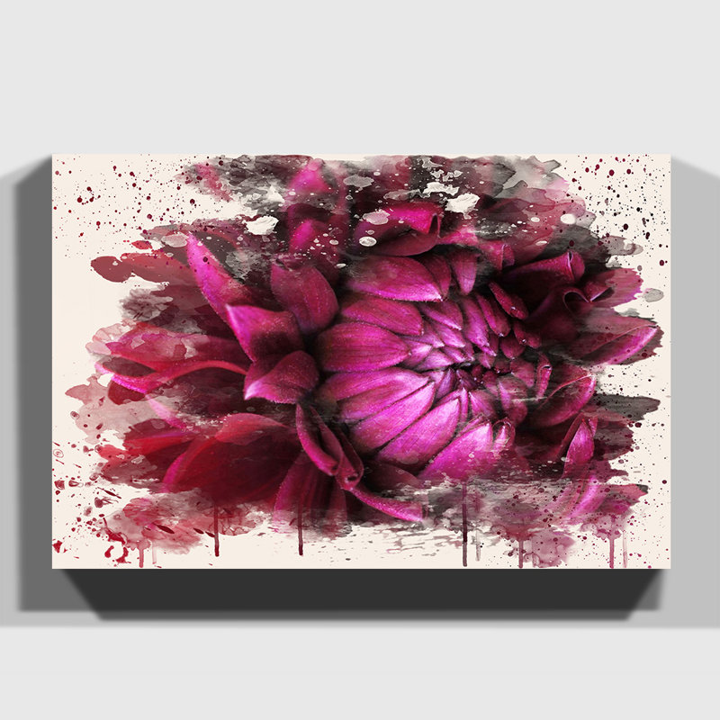 Red Purple Flower Painting on Canvas - Wrapped Canvas, 40cm H x 60cm W