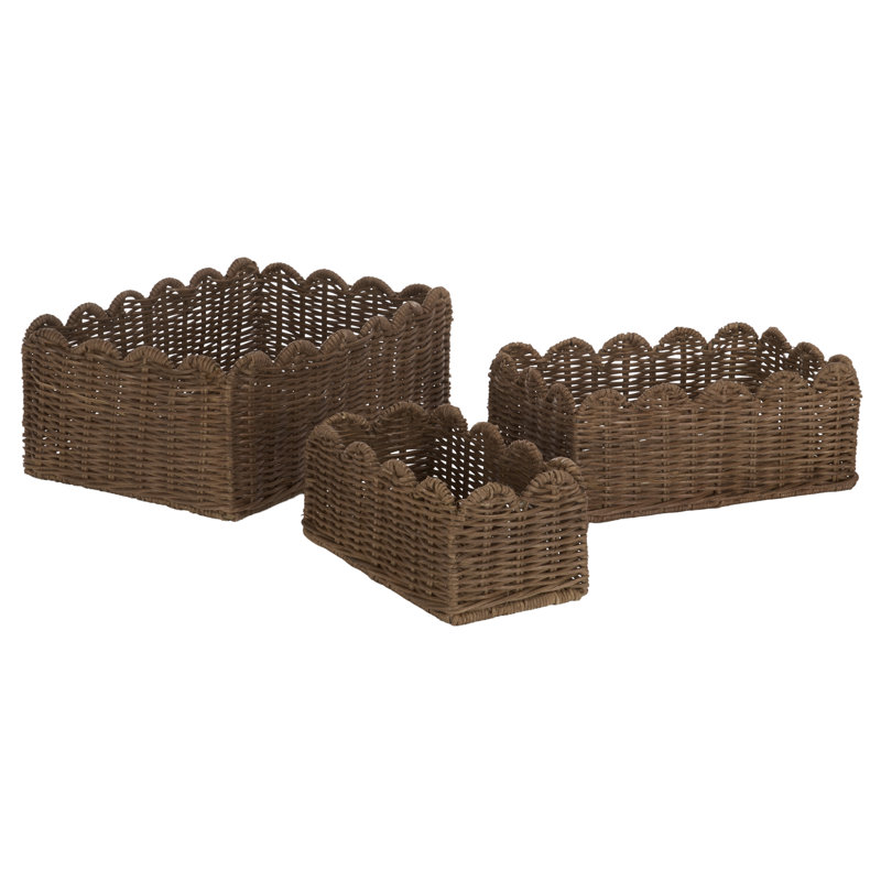 Ensemble de 3 paniers festonnés Erna, Brun