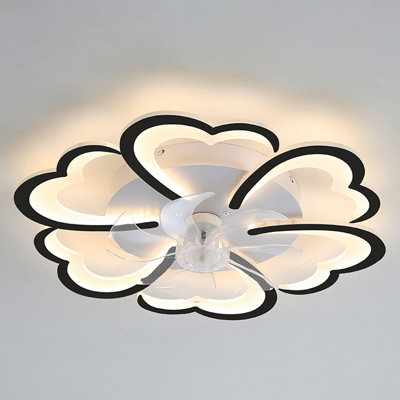 26.7In Black Ceiling Fan With Lights, Remote Control 3 Color Temperatures,6 Gear Wind Speed Fan Light