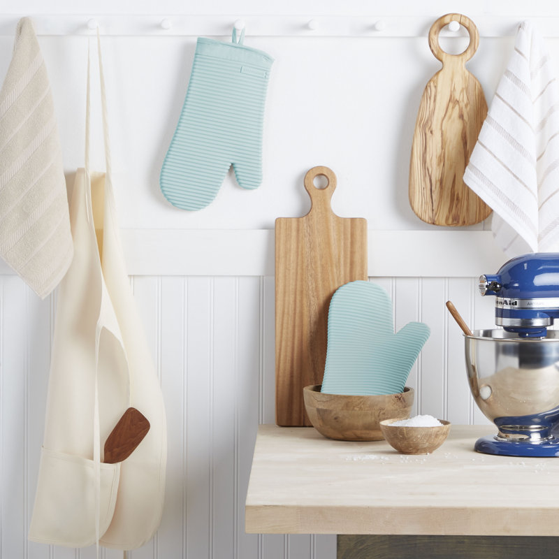 KitchenAid Ribbed Soft Silicone Oven Mitt, Light Blue