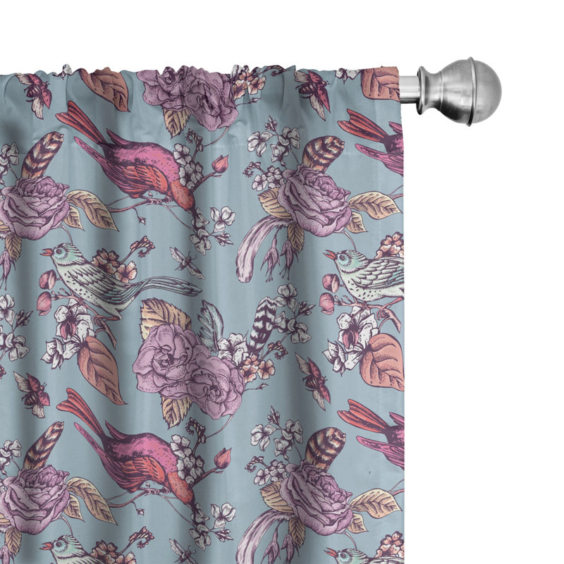 Spring Floral Semi-Sheer Rod Pocket Sliding Panel, 28" x 95"