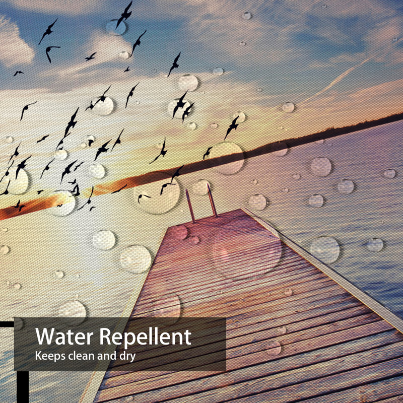 Wooden Pier Stairway Water Sunset Shower Curtain with 12 Hooks, L 72 po x l 84 po