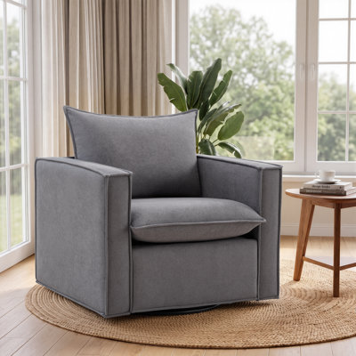 34.2" Wide Upholstered Swivel Accent Armchair