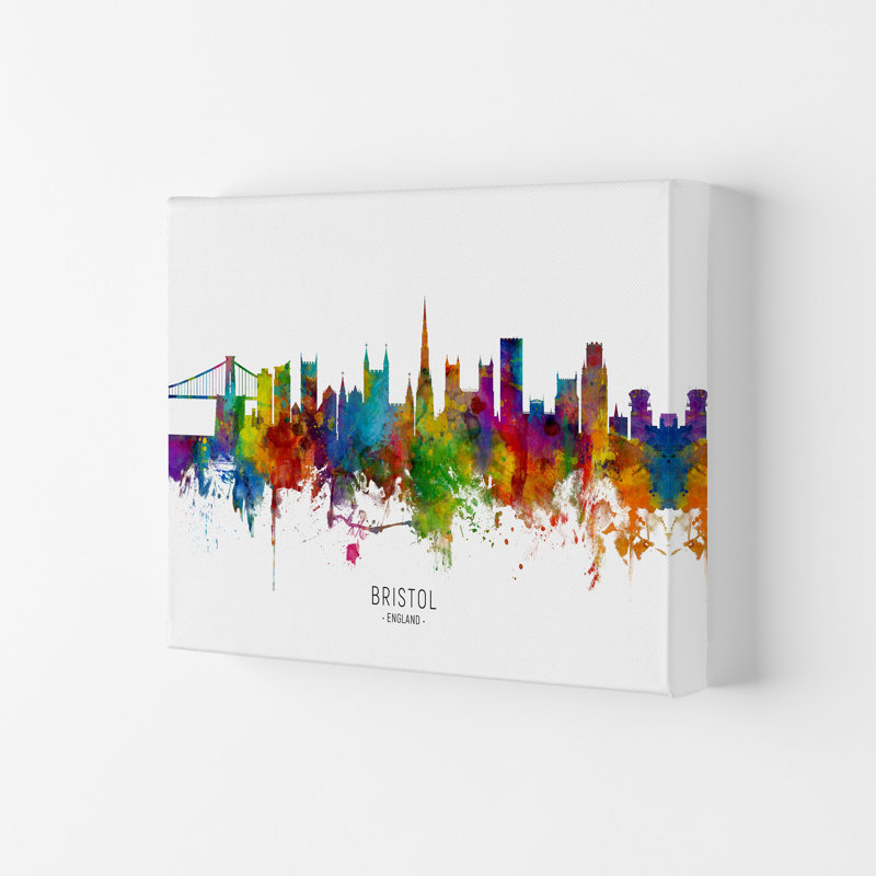 Bristol England Skyline by Michael Tompsett - Print, Wrapped Canvas, 21cm H x 29.7cm W x 4cm D
