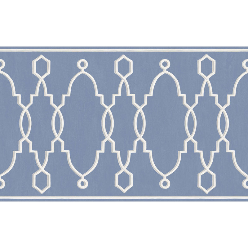 Parterre Geometric Wallpaper Border, Cobalt Blue