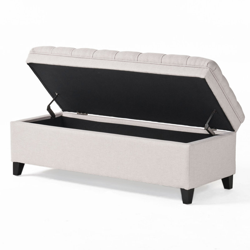 Modern Storage Ottoman Bench, Light Gray