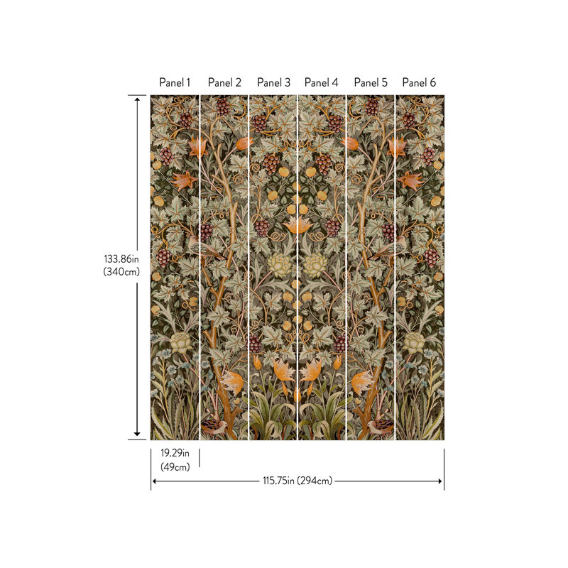 Vine Embroidery Sea Green Wall Mural, Green
