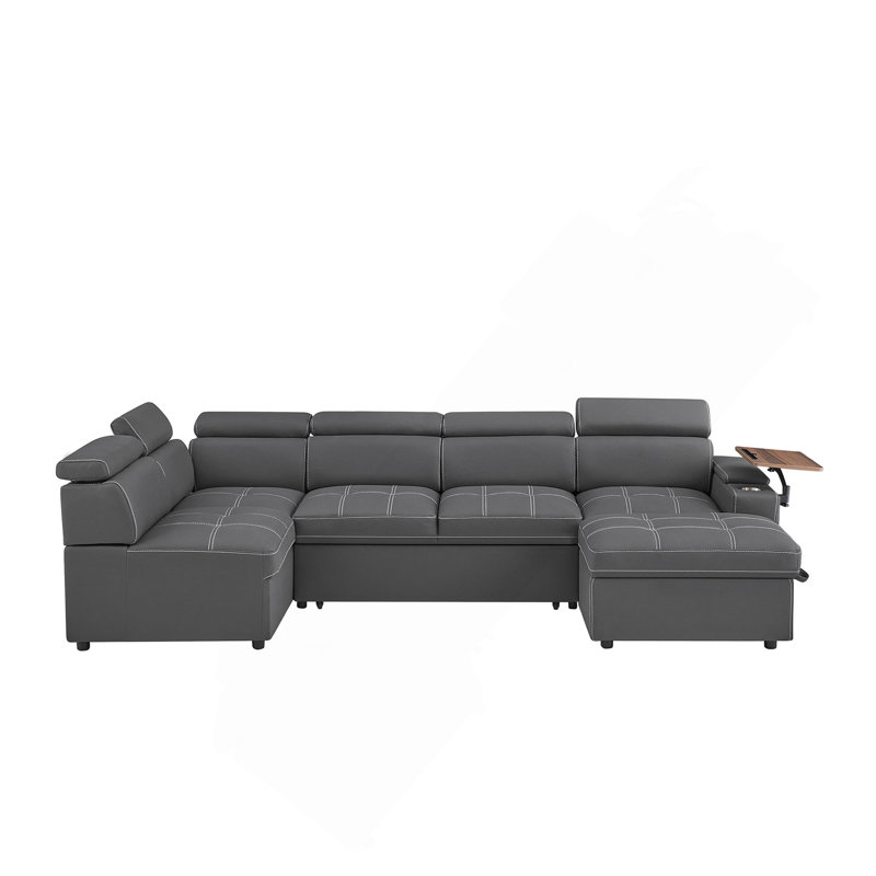 Canapé modulaire en tissu avec repose-pieds, Gris