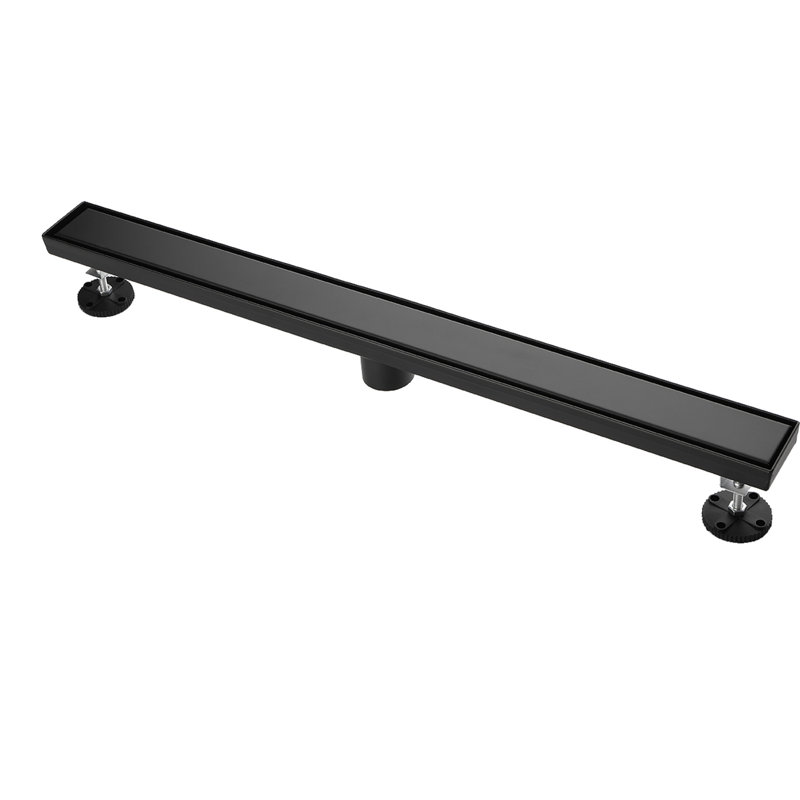 Linear Shower Drain With Leveling Feet, Matte Black