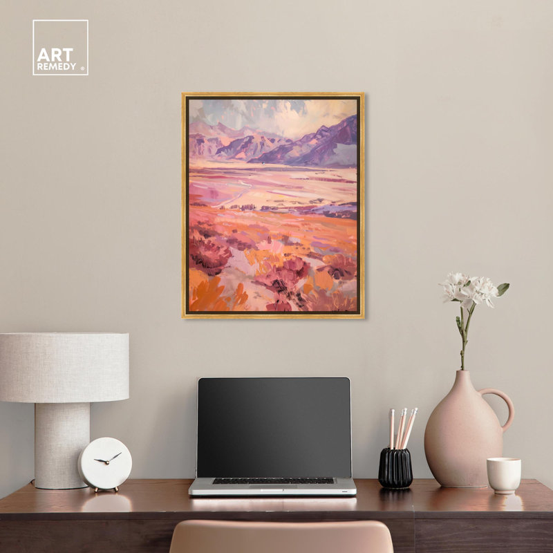 Warm Desert Landscape Canvas Print with Gold Frame, 24" x 20"