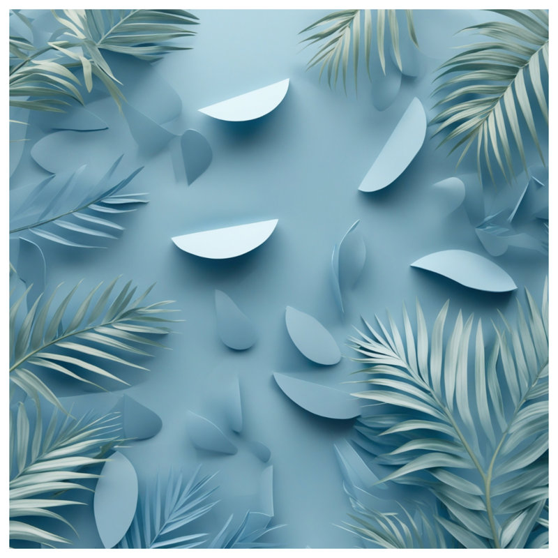 Rideaux de douche Blue Palm Leaves, L 70 po x H 72 po